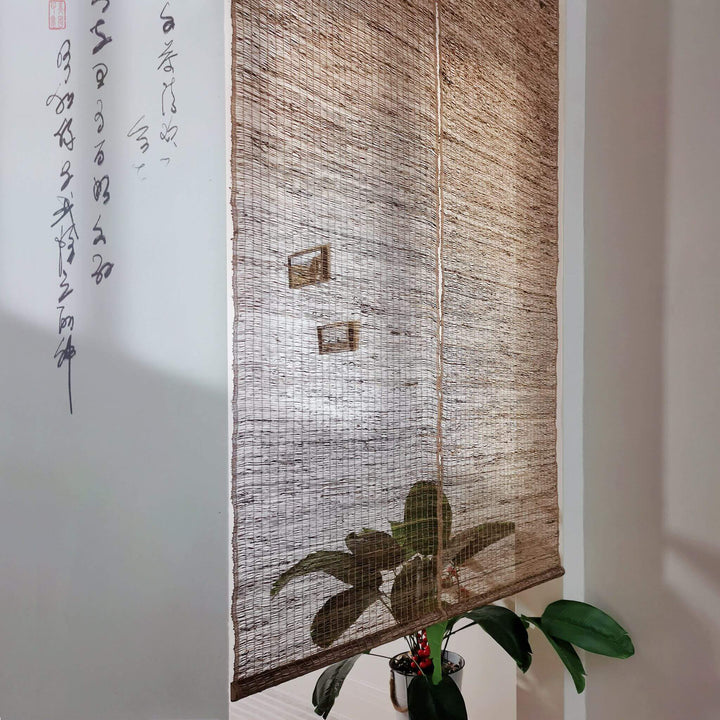 Handwoven Hemp Ramie Room Divider, Doorway Curtain Display on Door