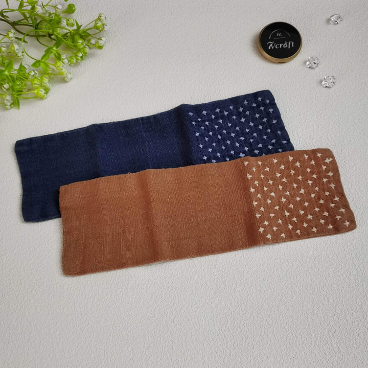 Three-Fold Cotton Tea Towel/Tea Mats/Boro Sashiko Embroidery/Tie-Dye/Unfold