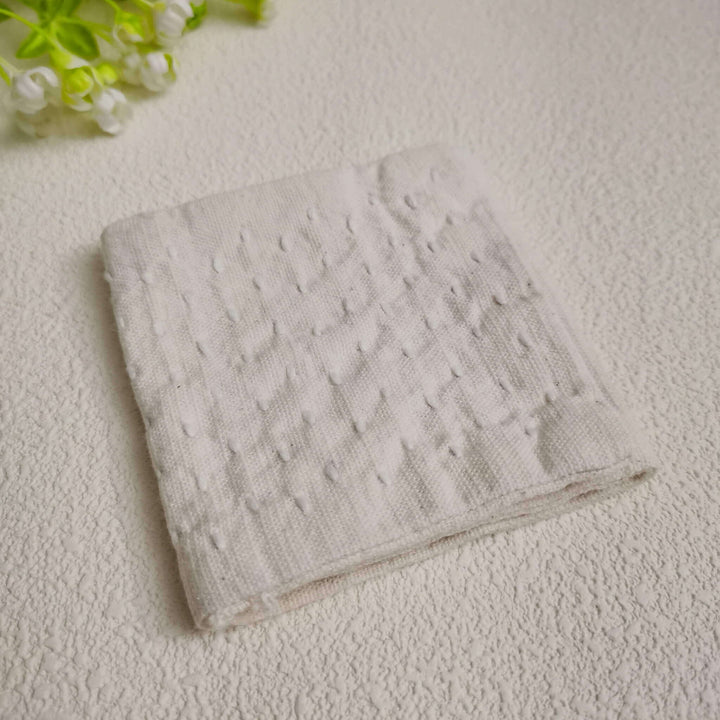 Three-Fold Cotton Tea Towel/Tea Mats/Boro Sashiko Embroidery/Shibori/Straight Line Stitch/White