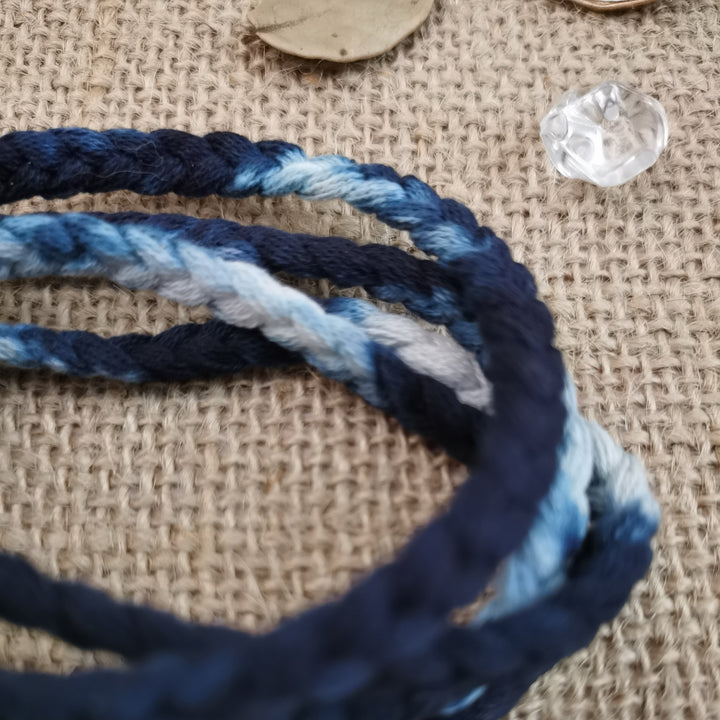 Indigo Tie Dye Woven 4-Wrap Wristband Details