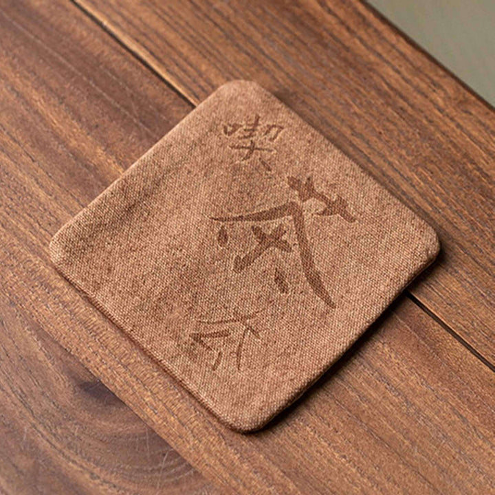 Burned Coarse Cotton Tea Cup Coasters - Caramel Japanese Tea