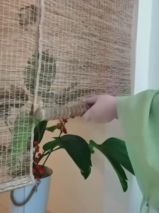 Video of Handwoven Hemp Ramie Room Divider, Door Curtain